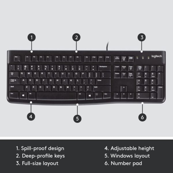 Logitech K120 Wired Keyboard for Windows