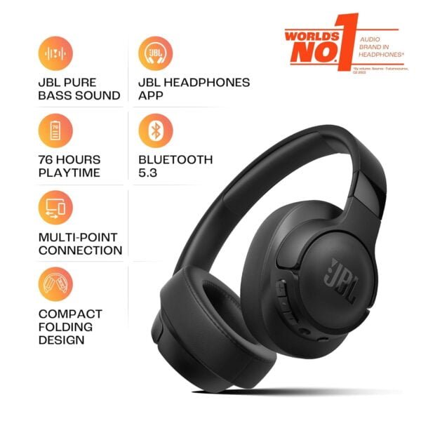 JBL Tune 720BT Wireless Over Ear Headphones with Mic